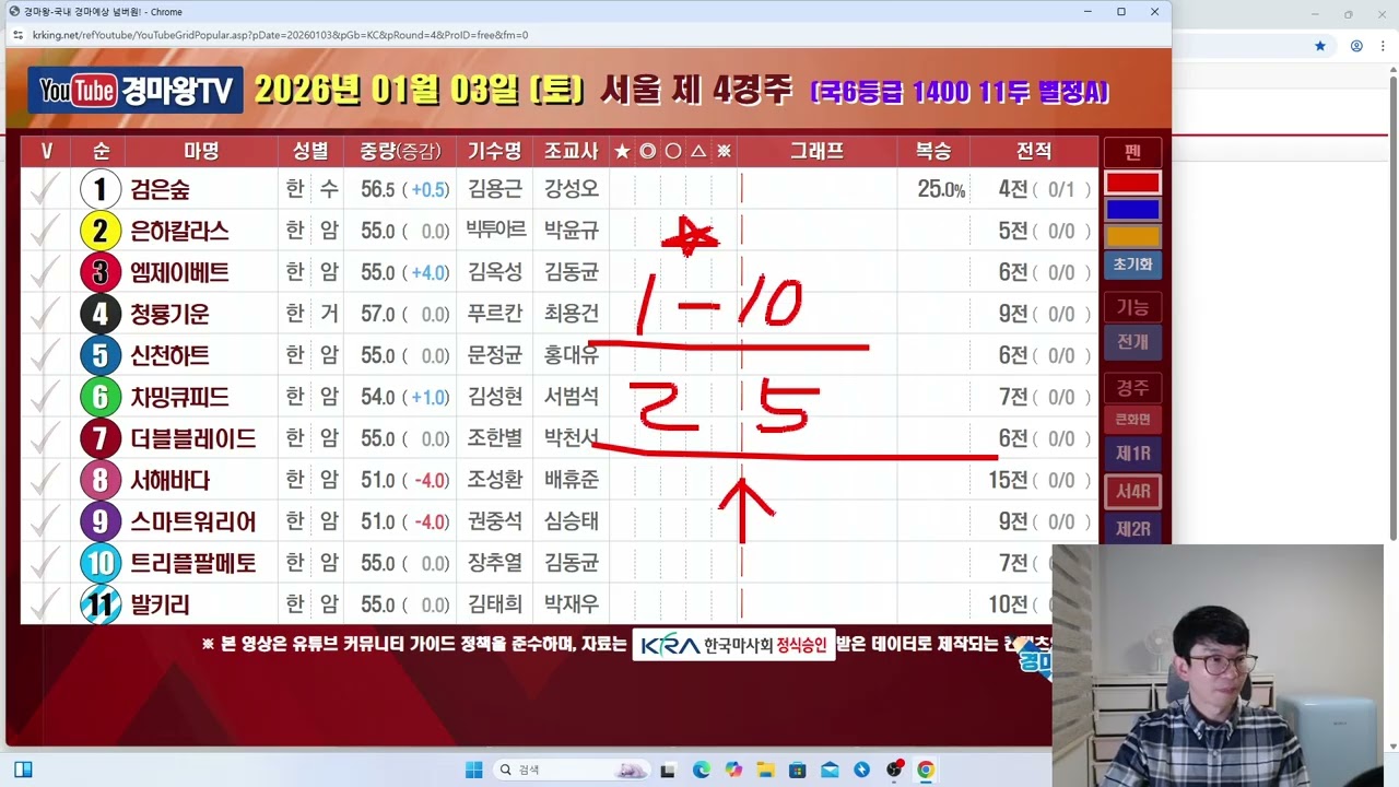 1월 3일 댓길 불안한 토요일 방송 (댓길안사/복병마놓고/쾅쾅쾅/분석과내용/모든게일치/쉼없이이겨가겠습니다)