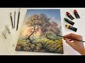 Spring Forest ASMR Acrylic Painting | Acrylic Painting for Beginners