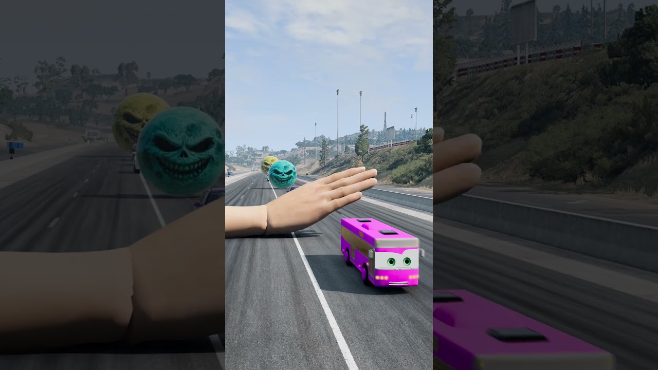 Big & Small Cars vs Giant Hand Slap - BeamNG.drive
