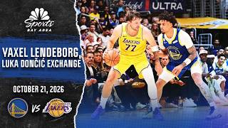 Yaxel Lendeborg, Luka Dončić go at it in Warriors v. Lakers | NBC Sports Bay Area