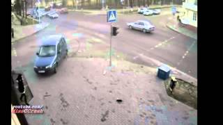 high speed car crash on intersection