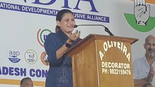 Goan Reporter:Adv Pratima speaking at Meet for Cong South Goa Loksabha Candidate Viriato in CURTORIM