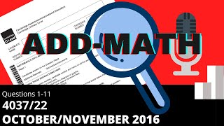O-Level Add Math D October November 2016 Paper 22 4037/22