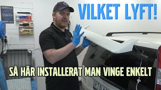 Monterar en original vinge med inbyggt bromsljus på Volvo V70 T5 2003 (Råttan)