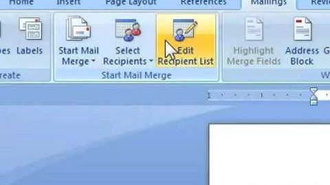 How to Edit recipient list for Mail Merge in Microsoft Word 2007