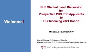 PHS Admissions Student Panel on November 5, 2020