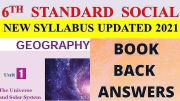 6TH STANDARD SOCIAL GEOGRAPHY UNIT 1 TERM 1 BOOK BACK ANSWERS NEW SYLLABUS UPDATED 2021