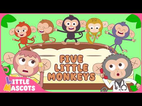 Five Little Monkeys | Meet Colorful Monkeys 🐵 | Nursery Rhymes | Little Mascots
