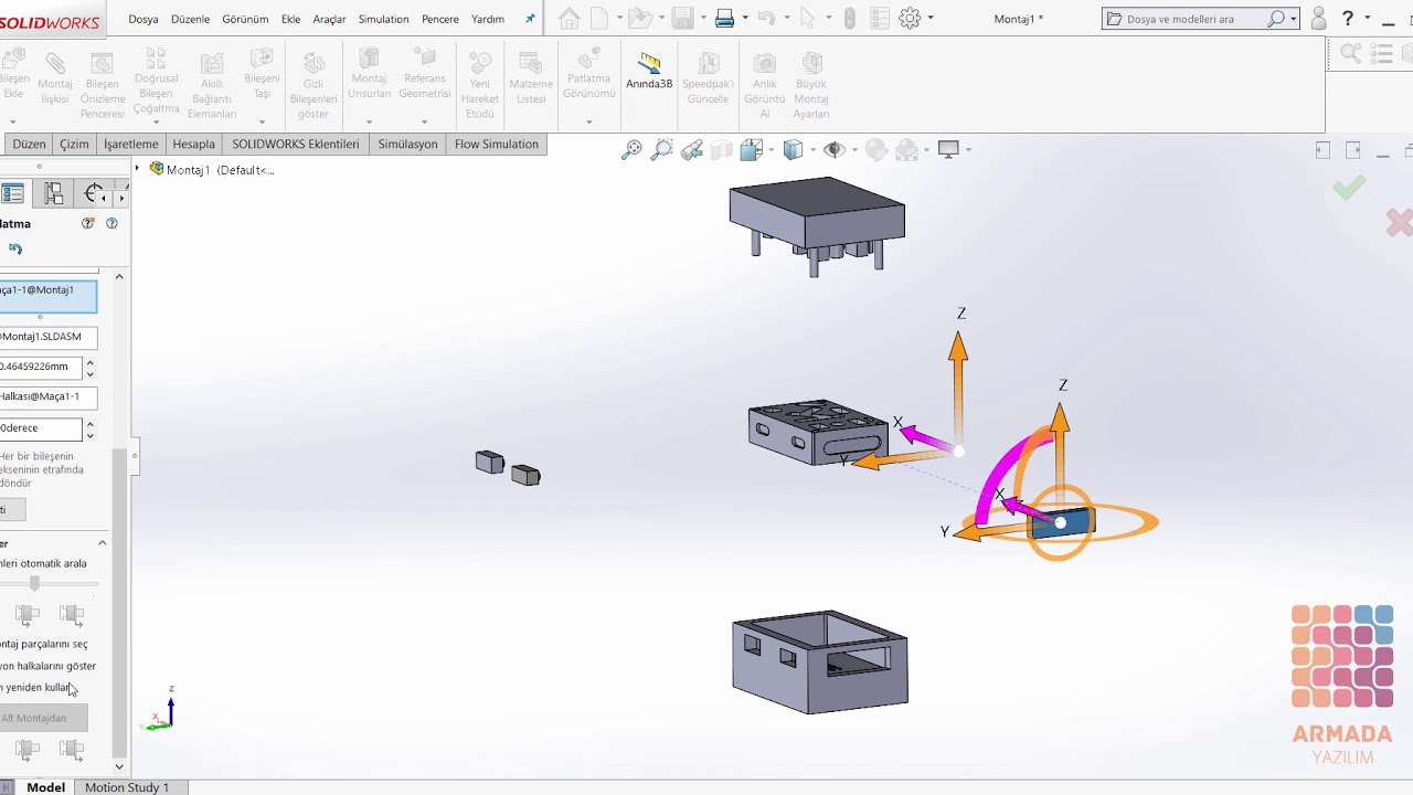 SOLIDWORKS Kalıp Montaj Patlatma Görünümünün Elde Edilmesi
