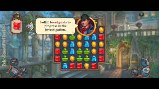 Sherlock • Hidden Object • Match-3 - Baskerville Hall Level 1 gameplay search match 3 puzzle game