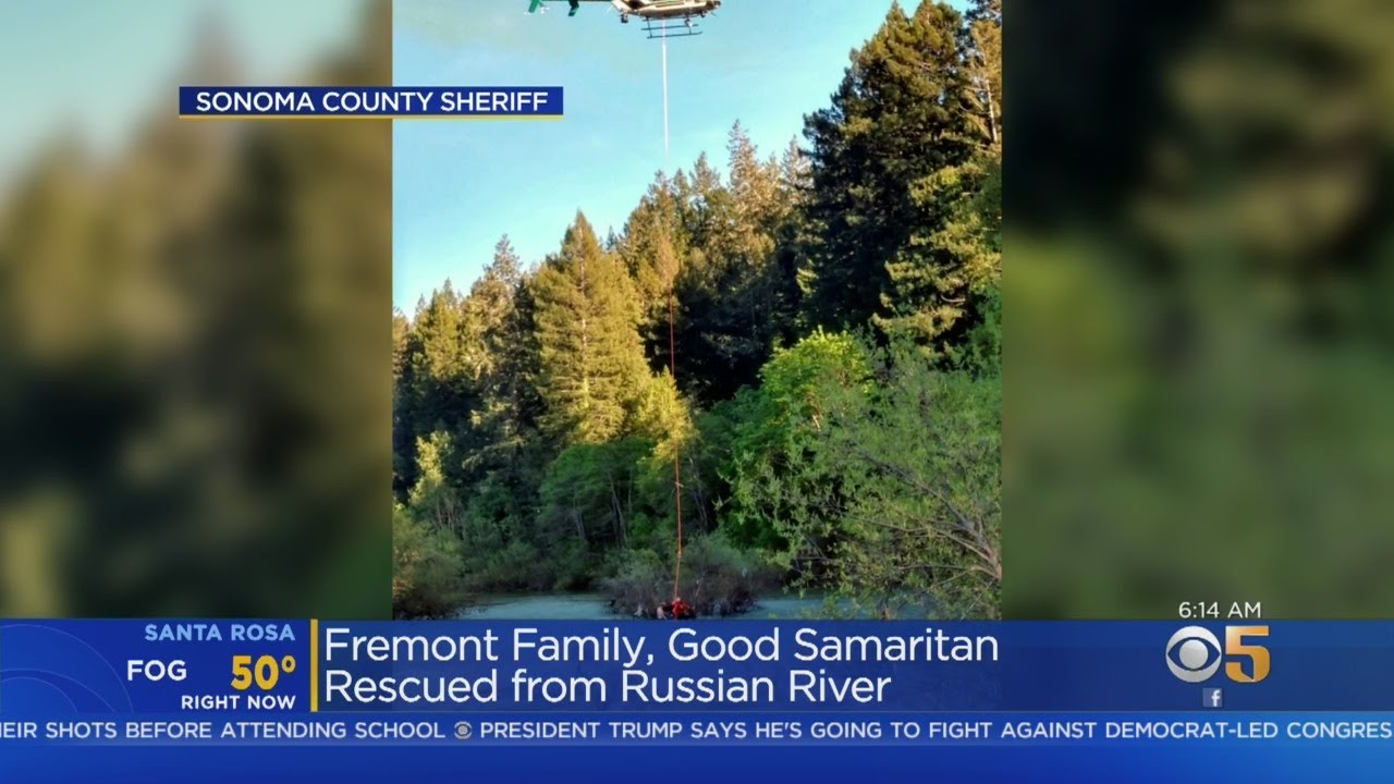 Fremont Family Rescued By Helicopter From Russian River - YouTube