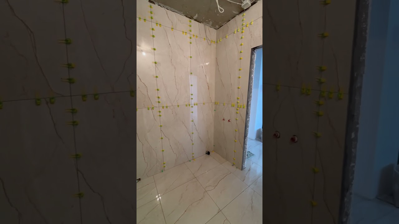 Укладка плитки. Стена, керамогранит ￼120 на 60.