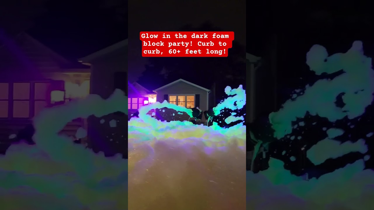 Glow in the dark foam block party! Curb to curb and 60+ feet long with the Foam Boys! @foampartyboys
