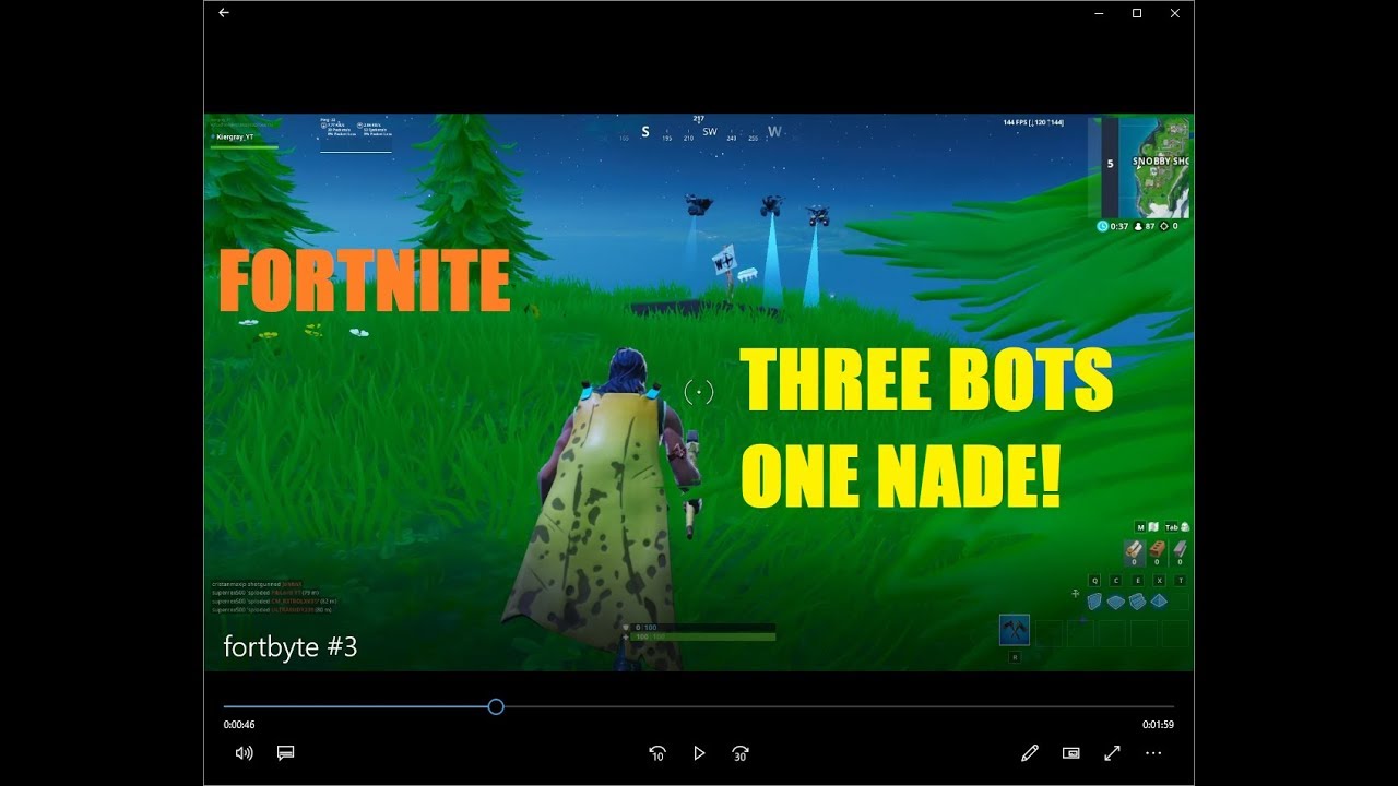 FORTNITE: FORTBYTE #3- NUKE GRENADE TAKES OUT THREE BOTS WHILE I WATCH