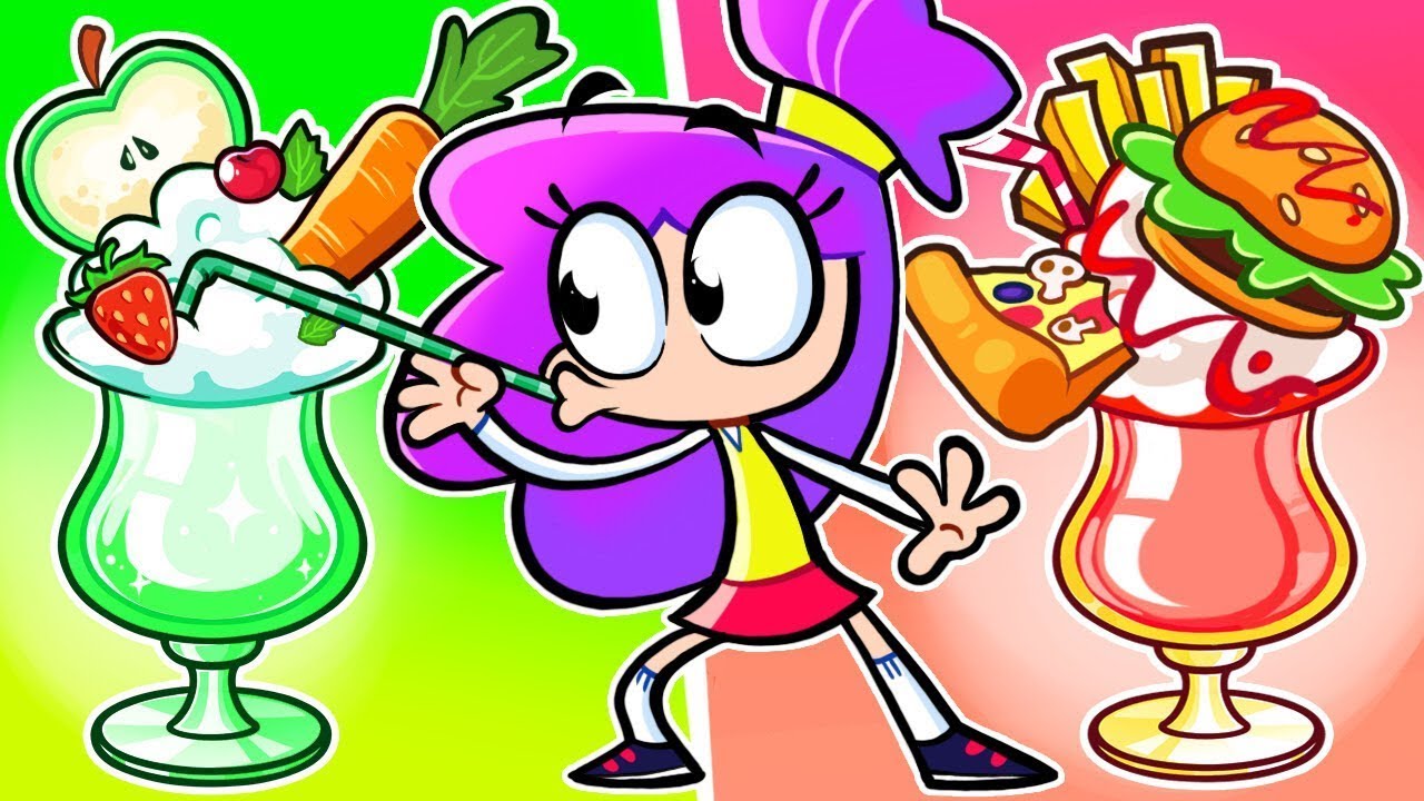 Healthy vs Unhealthy Food 🥦 Lern Healthy Eating Habits 🍭 Funy Cartoons For Kids & Nursery Rhymes