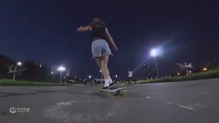 Korean Fitness Model With Extreme Skate Boarding Skills