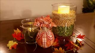 Easy DIY Thanksgiving Fall Decor - T-Shirt Pumpkin - Candle Holders