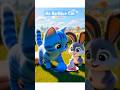 Cute blue cat shares yarn with bunny friend! #shorts #kidssong