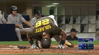 COL@SD: Solarte takes foul off his shin, stays in
