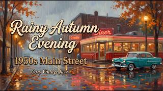 Rainy Autumn Evening on a 1950s American Main Street 🍂 | Cozy Vintage Jazz & Rain Ambience screenshot 5