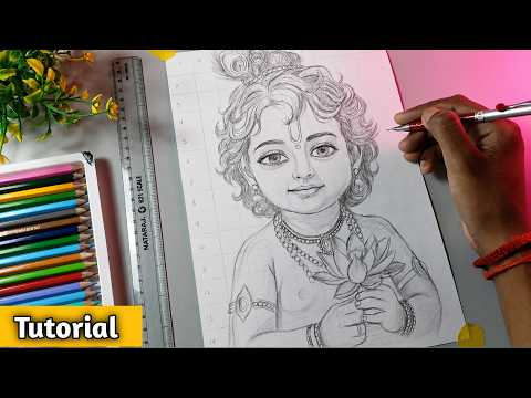 Draw With Me - Krishna Drawing, How To Draw Krishna 😍