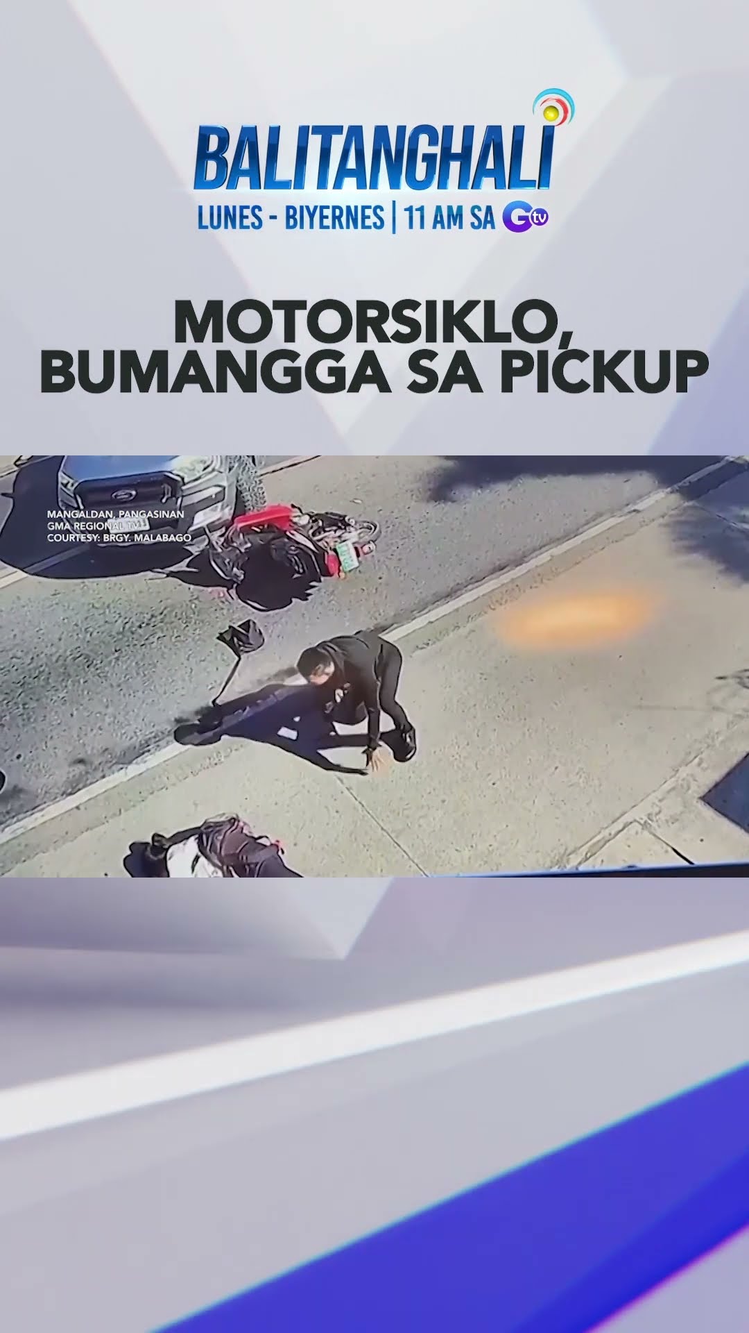 Motorsiklo, bumangga sa pickup sa Mangaldan, Pangasinan #shorts | Balitanghali
