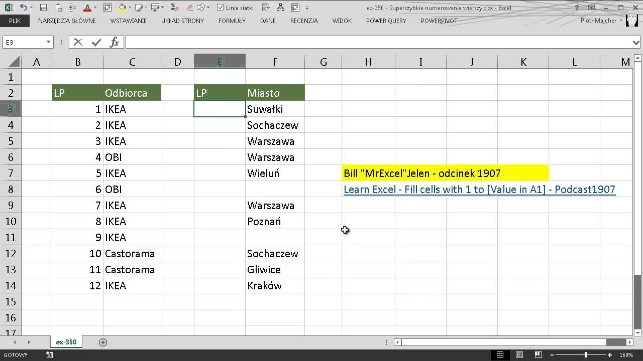 excel-350 - Superszybkie numerowanie wierszy - YouTube