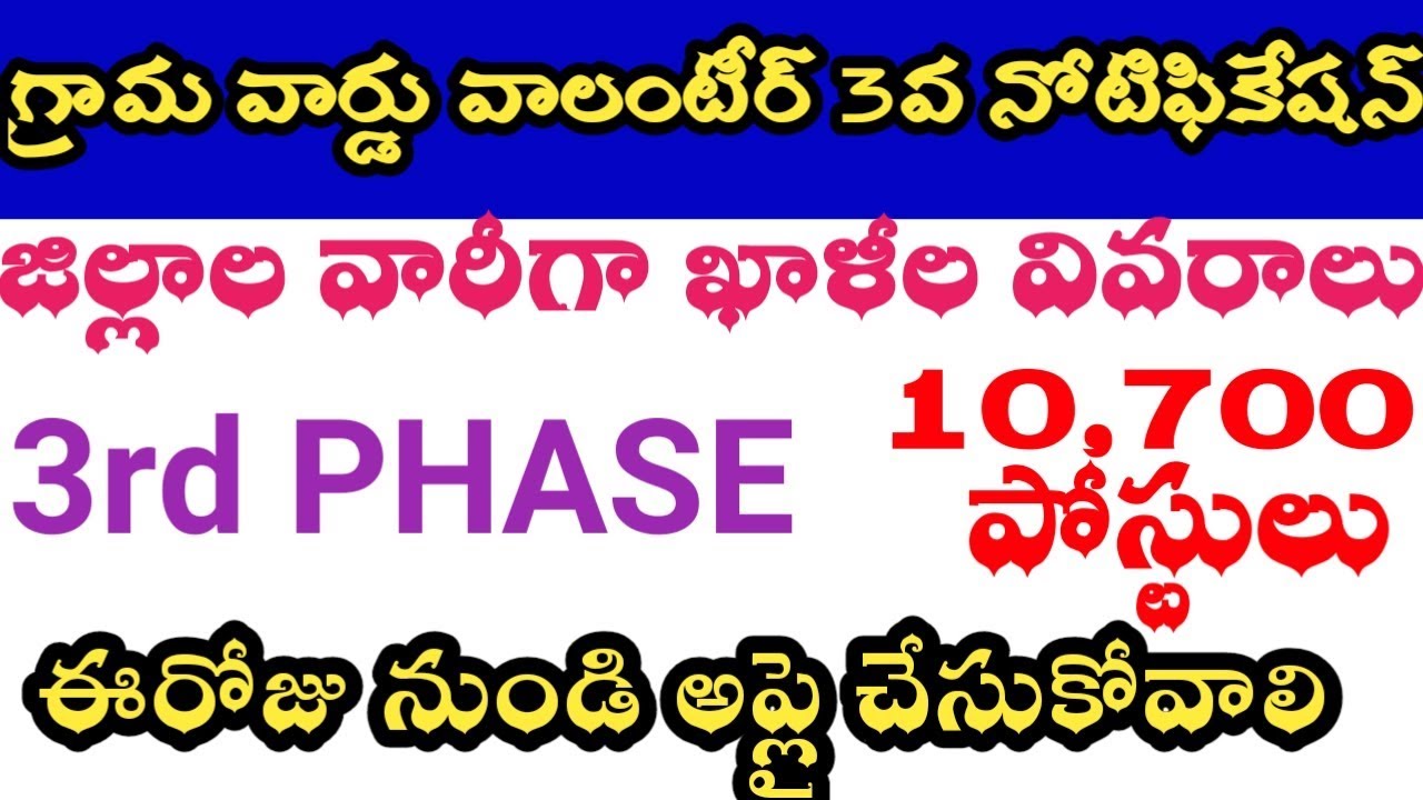 Ap grama ward volunteers 3rd notification district wise vacancies list