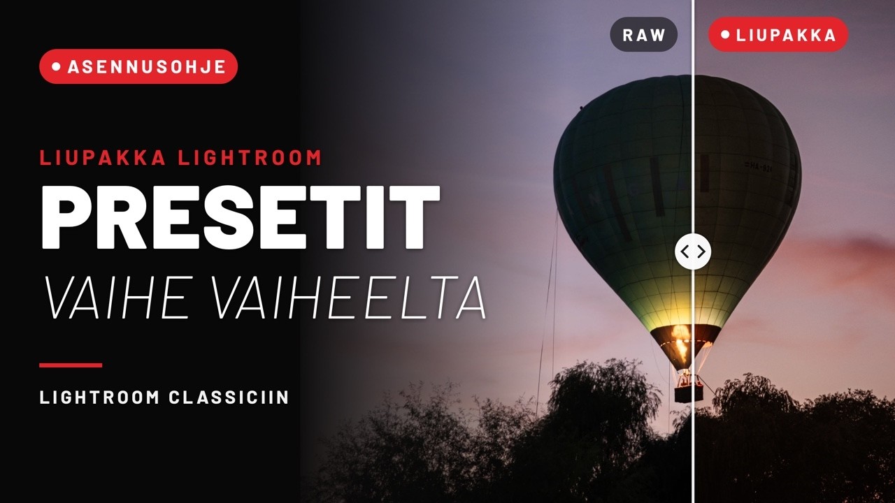 Liupakka Lightroom presettien asennus