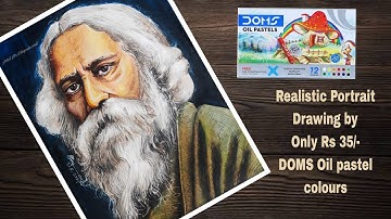Rabindranath Tagore Oil Pastels colour Drawing Tutorial/ by Doms 12 shades oil pastel color