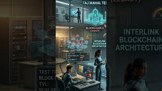 Technicians collaborate in a futuristic lab to bridge crypto assets. #InterLink #ITLG #ITL