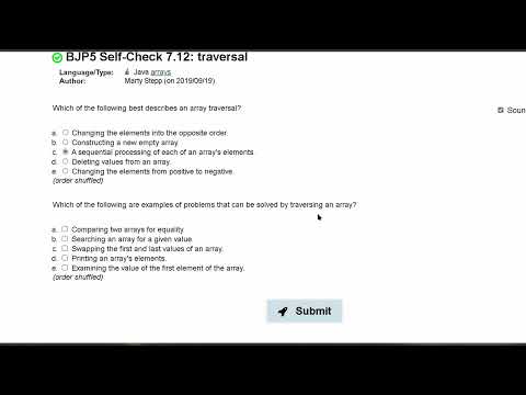 Java Practice It   |   Self-Check 7.12: traversal  |   arrays, syntax, array basics