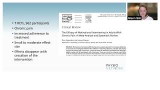 Motivational Interviewing The Evidence Alison Sim Communicating For Better Outcomes Masterclass