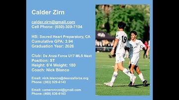 Calder Zirn, De Anza Force u17 MLS NEXT, January 11/12 Highlight Video