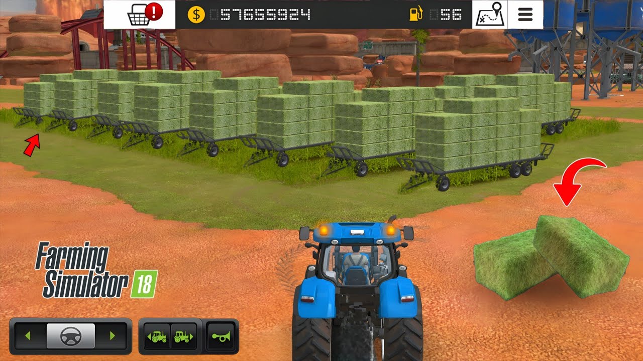 Fs 18 Selling Many Bales Trolley ! Farming Simulator 18 Grass Cutting Gameplay ! Timelapse 