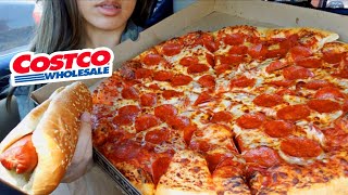 ASMR EATING COSTCO Pepperoni PIZZA & HOTDOG WINGSTOP RANCH CAR MUKBANG REAL Eating Sound 먹방 TWILIGHT