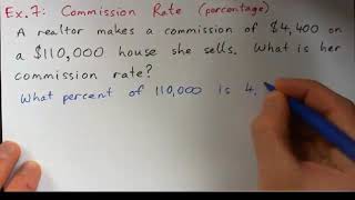 Percents: Find the Commission Rate