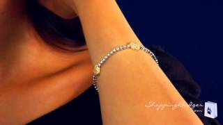 Shoppingbadger.com -- Gold Hearts On Silver Cz Tennis Bracelet