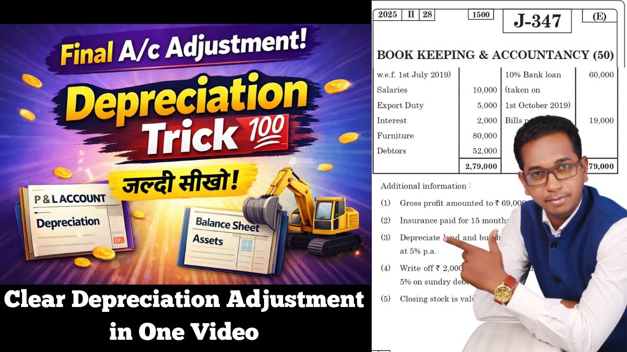 Final Account me Depreciation Adjustment 🔥 Easy Trick | Exam Sure Question