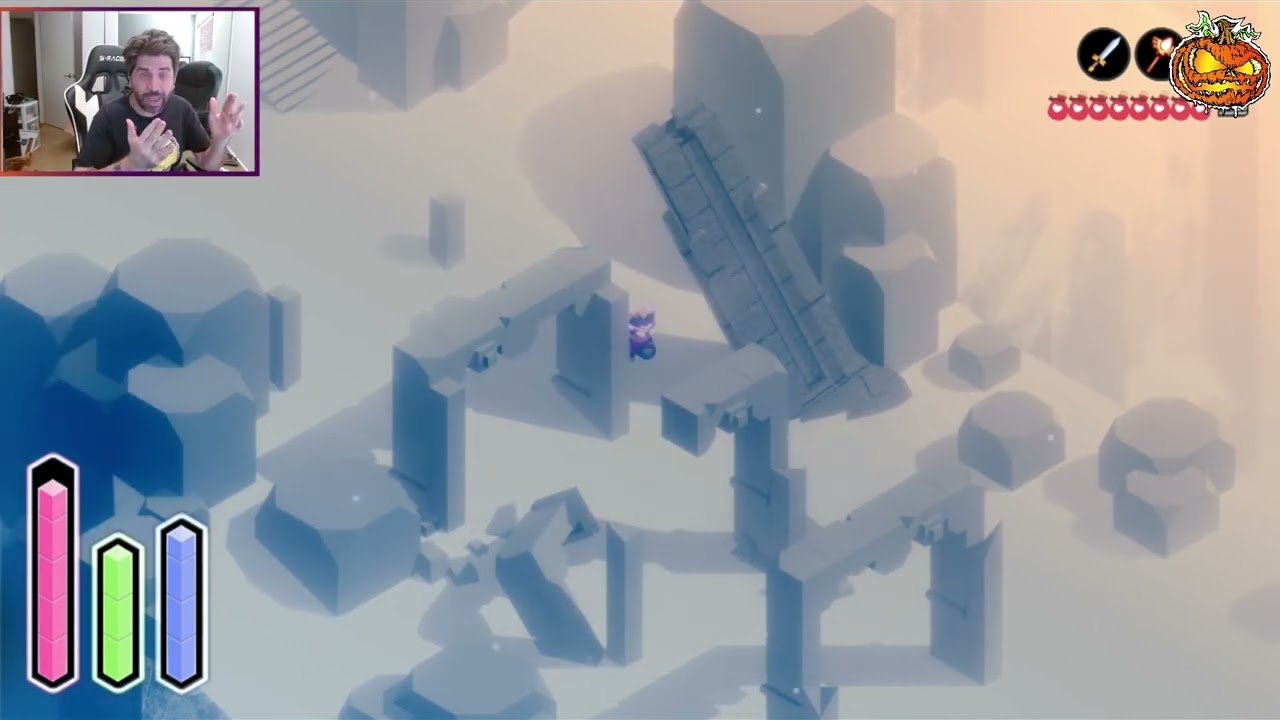 Solving the page 9 puzzle in Tunic during a twitch stream