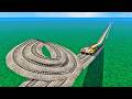 CRAZY THREE TRAINS RUNNING BY FILYING CIRCLES BUMPY FORKED RAILROAD | BeamNG.Drive - Train simulator