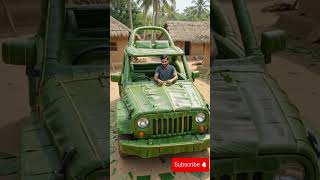 কলাপাতা দিয়ে বানানো পুরো গাড়ি! 😱🌿 | Amazing Leaf Car #banglashorts #viralvideo #ai_video #handmade