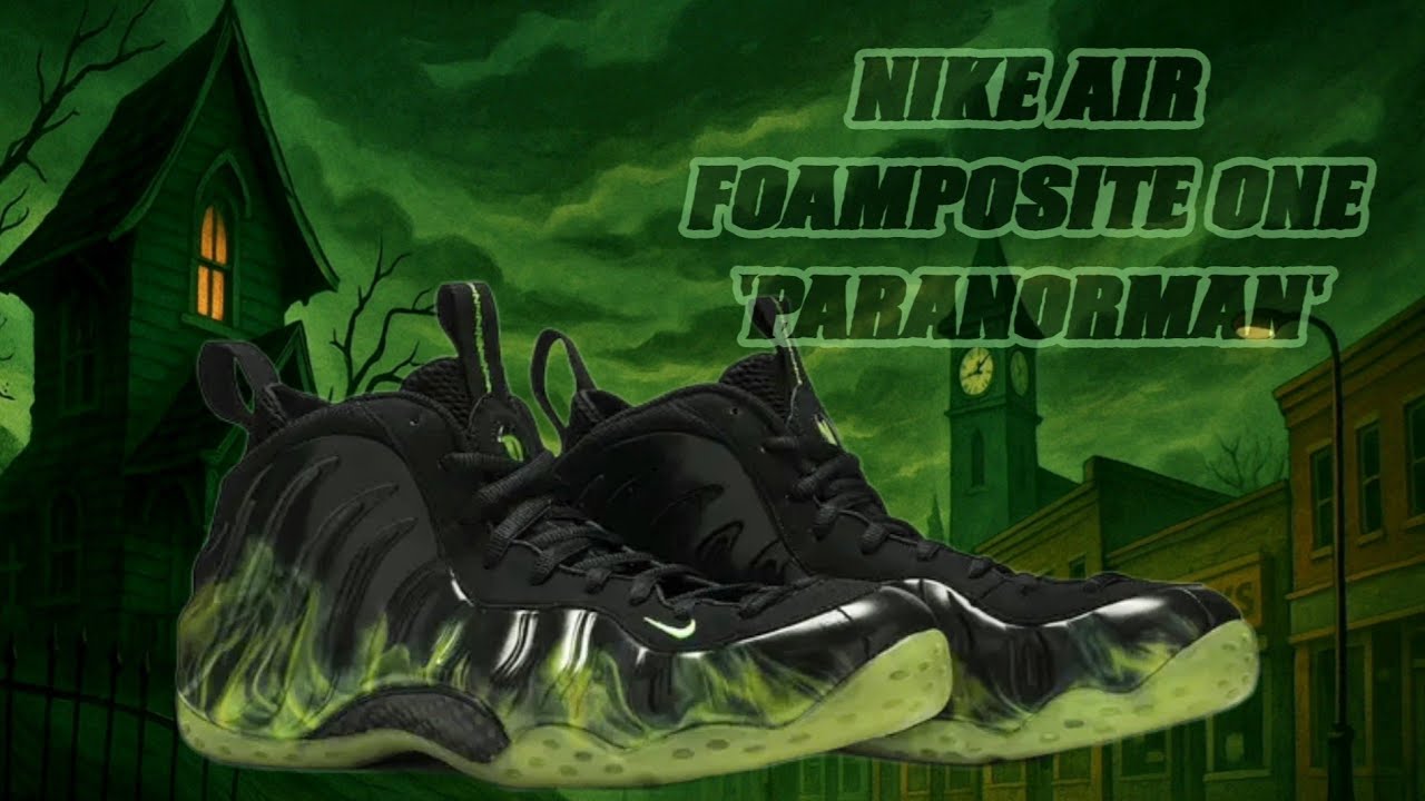 Nike Air Size 11 Foamposite One Paranorman Green Smokey Graphic Black Sneakers NIKE AIR FOAMPOSITE ONE USED SIZE 7.5 PARANORMAN BLACK NEON  main image 4