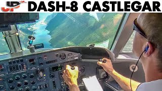 Piloting JAZZ Dash-8 into Challenging Castlegar Airport | Cockpit Views