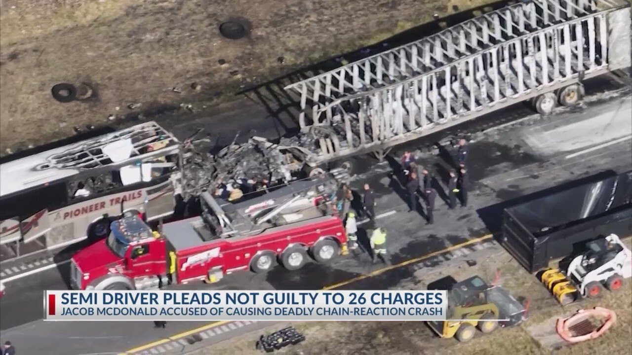 Semi driver in deadly I-70 crash pleads not guilty to 26 charges - YouTube