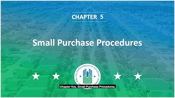 PHA Procurement Training: Chapter 5 - Small Purchase Procedures