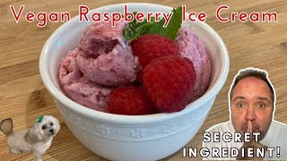 Raspberry Ice Cream (VEGAN) is INSANELY DELICIOUS + there's a secret ingredient #veganicecream #yum