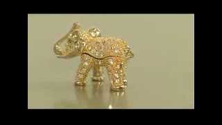 Golden elephant Faberge style Trinket Box by Keren Kopal Swarovski Crystal