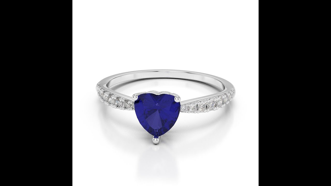 Galaxy Gold 14k Gold Ring With Genuine Diamonds & Natural Heart-Shaped Sapphire - Handcrafted In USA, Fine Jewelry