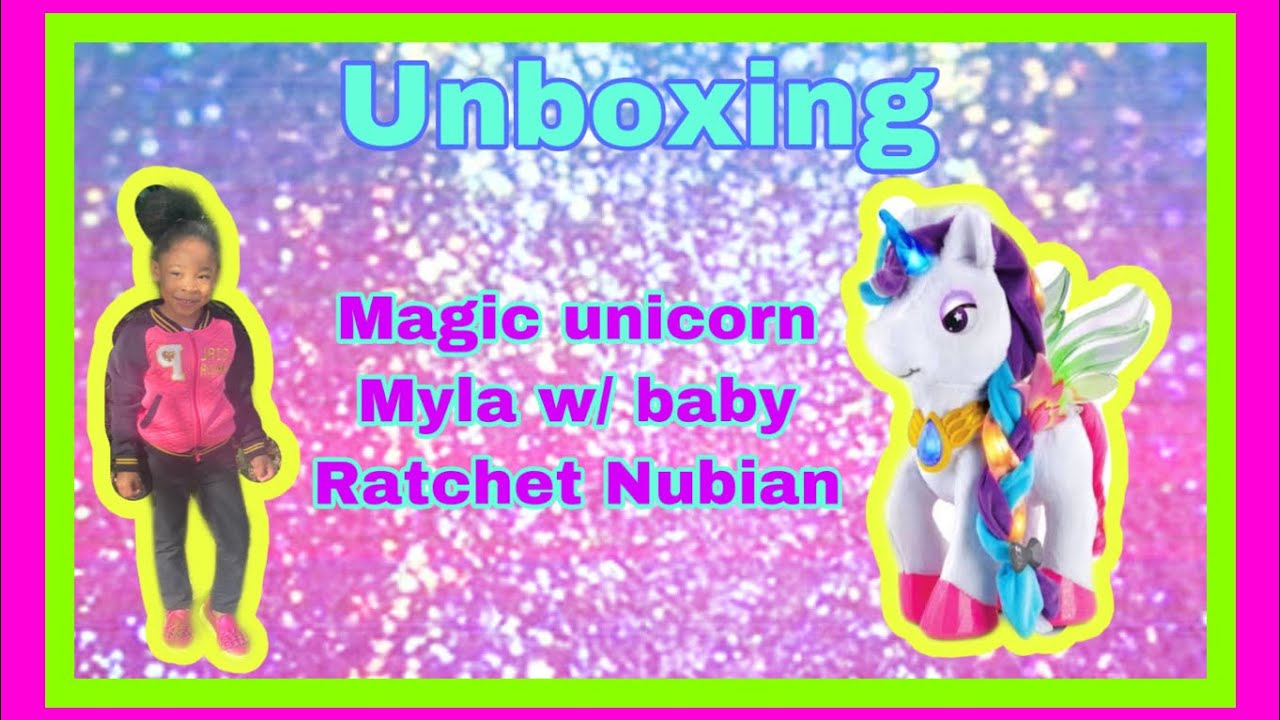 Baby Ratchet Nubian unboxing her new vtech Magic Unicorn Myla